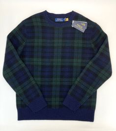 (eBay) Find many great new & used options and get the best deals for Polo Ralph Lauren Men's Tartan Plaid 100% Wool Sweater Navy Blue Green M at the best online prices at eBay! Free shipping for many products! Ralph Lauren Sweater Outfit, Fall Moodboard, Wool Sweater Men, Sweater Navy Blue, Men's Sweaters, Plaid Sweater, Closet Essentials, Mens Plaid, Ralph Lauren Sweater