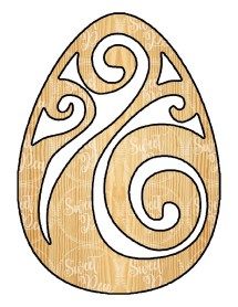 an easter egg with swirls on it and the word's logo in white