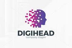 the logo for digital head is designed with squares