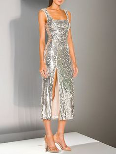 Sequin Midi Dress Chic Sequin Midi Dress For Gala, Chic Midi Sequin Dress For Gala, Chic Midi-length Sequin Dress For Gala, Sequin Midi Dress For Cocktail, Evening Sequined Sheath Midi Dress, Sequined Sheath Midi Dress For Evening, Evening Sheath Midi Dress With Sequins, Spring Gala Midi Dress With Sequins, Sequin Sheath Dress For Party Season