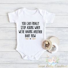 Introducing our adorable collection of baby bodysuits and toddler shirts! These charming and comfortable garments are perfect for your little ones to rock in style and comfort. Each piece is carefully crafted with love and attention to detail to ensure a delightful experience for both parent and child. 🌟 Key Features: 💜Superior softness: Made from premium, high-quality fabrics, our baby bodysuits and toddler shirts are incredibly soft and gentle on delicate skin. Your little bundle of joy will Onsie Pregnant Announcement, You Can Stop Asking Now Announcement, Another Baby Announcement, Announcement Onesie, Pregnancy Announcement Onesie, Announcement Pregnancy, Announcement Ideas, Red Poppy, Baby Hacks