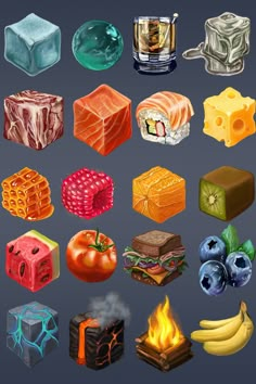 a bunch of different items that are in the shape of cubes