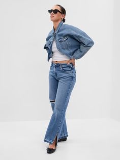 Mid Rise Cotton '90s Loose Jeans | Gap Denim Blue Mom Fit Jeans For Fall, Fall Denim Blue Mom Fit Jeans, Fall Mom Fit Denim Blue Jeans, Spring Mom Fit Cropped Jeans With Frayed Hem, Spring Cropped Mom Jeans With Frayed Hem, Trendy Mom Fit Straight Leg Cropped Jeans, Trendy Mom Fit Cropped Jeans For Fall, Medium Wash Mom Fit Jeans For Spring, Spring Medium Wash Mom Fit Cropped Jeans