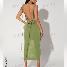 Green Shein Gorgeous Dress Never Been Worn, Small Green Backless Dress, Dresses Light Green, Cupshe Dress, Ulla Johnson Dress, Blue Knit Dress, Verde Lima, Green Crochet, Crochet Dresses, Wrap Around Dress