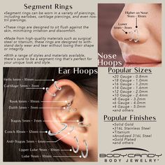 an info sheet showing different types of nose hoops