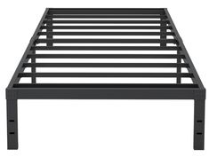 a metal bed frame with no headboard and foot board on top of the frame