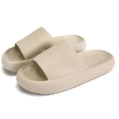 Extreme comfort slide with 1.5 in. thick cushioning, combined with a super soft and super comfortable footbesd and outsole. Cloud Slippers, Pillow Slides, Strand Pool, Soft Sole Slippers, Indoor Slides, Rubber Slippers, Cloud Cushion, Shower Shoes, Shower Bathroom