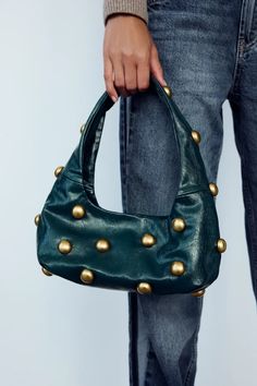 EMBELLISHED SHOULDER BAG - Blue | ZARA United States Mexico Trip, Blazers Shoes, Metal Embellishments, Wishlist 2024, Trench Coat Dress, Fall Mood, Cardigan Sweater Vest, Kids Rain, Zara Bags