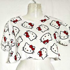 Brand New No Tags Sanrio Clothes, Cut Tee Shirts, Pink Wallpaper Hello Kitty, Kitty Clothes, Kitty Items, Kawaii Clothing, Black And White Stars, Hello Kitty Pink, Hello Kit