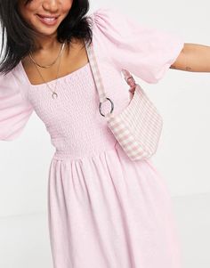 Vero Moda Petite cotton shirred mini skater dress with puff sleeves in pink - PINK | ASOS Dress With Puff Sleeves, Petite Dress, Mini Skater Dress, Petite Dresses, Senior Photos, Skater Dress, Puff Sleeves, Access Denied, Puff Sleeve