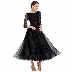 Womens A-Line Long Boat Neck 3/4 Length Sleeve Ballroom Dress Lace – DANCEYM Ballroom Dance Dress, Ballroom Dance Dresses, Ballroom Dress, Dance Dress, Dress With Lace, Ballroom Dance, Dress Lace, Dance Dresses, Boat Neck