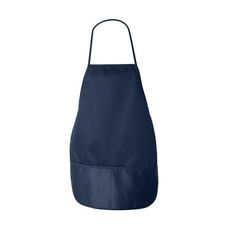 an apron that is blue and has two pockets