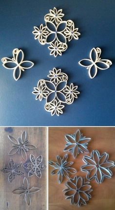 four different types of paper cut outs with flowers and butterflies on them, all in various sizes