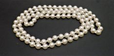 "Very long 37\" pearl necklace. Opportunity to wear it in many different styles. All one piece with all pearls double knotted. Put it over your head and make your adjustments. In excellent condition. See all photos. Photos are of the actual items you are purchasing. The items may show various levels of wear, so please view photos closely. I only sell items that are either antique, vintage or collectible. I do not sell new items unless they are vintage collectibles and are usually described as be Classic Long Necklace For Formal Occasions, Classic White Long Necklace As A Gift, Classic White Long Necklace As Gift, Elegant Party Necklace With 8mm Beads, Classic Pearl Chain Beaded Necklace For Party, Elegant Long Necklace With 8mm Beads, Vintage Pearl Necklace, Pearl Necklace Vintage, Lego Parts