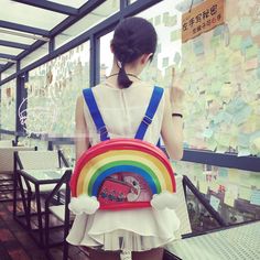 Lovely rainbow transparent backpack - Thumbnail 1 Transparent Backpack, Kawaii Bag, Fashion Kawaii, Boho Life, Berlin Fashion, Rainbow Fashion, Cute Fairy, Camping And Hiking, Cute Bags