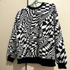 Brand New Black And White Fun, Hip And Artistic Pullover Fleece Sweatshirt: 55% Cotton/45% Polyester Pullover Fleece, Fleece Sweatshirt, New Black, Womens Sizes, Black White, Womens Tops, Sweatshirts Hoodie, Brand New, Black And White