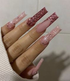 Acrylic Nail Designs Coffin, Emerald Nails, Multicolored Nails, Winter Nails Acrylic, Acrylic Nails Coffin Pink, Christmas Nails Acrylic, Long Square Acrylic Nails, Pink Acrylic Nails, Xmas Nails