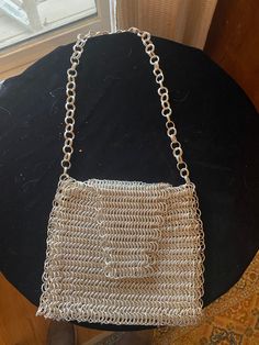 Unique stainless steel mesh/chain mail handbag. Handmade. One-of-a-kind. Very heavy. 5.5 Lbs. Silver Chainmail Bag For Everyday Use, Silver Metal Chainmail Bag, Stainless Steel Mesh, Chain Mail, Steel Mesh, Steel Chain, Stainless Steel Chain, Purses And Handbags, Shoulder Bags