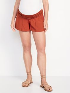 rollover panel hip pockets pull-on style panel rolls up or down for added support relaxed through hip and thigh 4" inseam model is approximately 5'9" and wears size m (8) Old Navy Maternity, Womens Maternity, Old Navy Women, Bottom Clothes, Summer Sale, Toddler Boys, Old Navy, Rolls, Adult Outfits