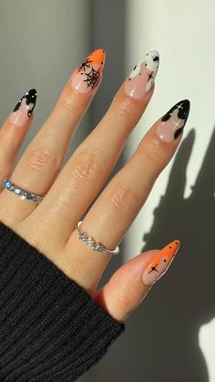 Nail Art Halloween, Ootd Instagram, September Nails, Cute Halloween Nails, Black Nail