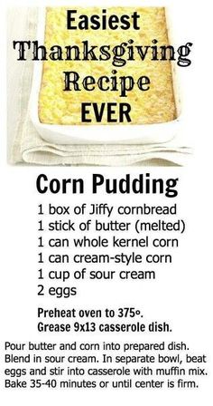 Jiffy Corn Muffin Mix, Easy Thanksgiving Recipes, Corn Pudding, Corn Muffin Mix, Corn Casserole, Corn Recipes, Easy Thanksgiving, Holiday Cooking, It Goes On