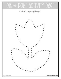 a dot dot activity page for kids to make a spring tulip