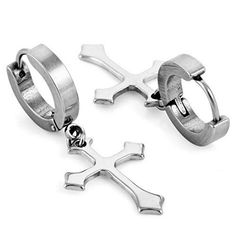 Explore timeless elegance with our Men's Stainless Steel Stud Earrings featuring a silver-tone round cross pendant. Crafted with meticulous attention to detail, these earrings exude vintage charm and sophistication. The round cross design adds a touch of spiritual significance, while the silver-tone finish offers versatility to complement any ensemble. Whether worn for a formal occasion or to add a hint of vintage flair to your everyday look, these earrings are the perfect accessory for the modern gentleman.     Metal: Stainless-steel     Size: 0.51"(1.3cm)*0.15"(0.4cm)    Cross  Pendant Size: 0.59"(1.5cm)*0.47"(1.2cm)   Features a silver-tone round cross pendant  Vintage charm and sophistication  Adds a touch of spiritual significance  Versatile accessory for any ensemble Silver Cross-shaped Stainless Steel Earrings, Silver Metal Cross Pendant Earrings, Silver Nickel-free Cross Pendant Earrings, Silver Cross Pendant Earrings, Silver Cross Pendant Pierced Earrings, Silver Cross Pendant Earrings, Nickel Free, Silver Cross Pendant Earrings, Nickel-free, Silver Hypoallergenic Cross Earrings, Hypoallergenic Silver Cross Earrings