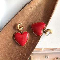 Trendy Jewelry Ideas, Heart Pendent, New Personality, Red Heart Earrings, Earrings Inspiration, Heart Drop Earrings, Trendy Earrings, Vintage Heart, Earrings Black