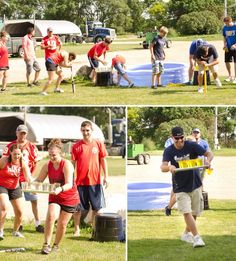 several pictures of people playing frisbee in the park and on the grass with other people