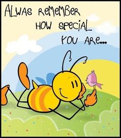 an image of a cartoon character with a bird on his arm and the caption says, always remember how special you are