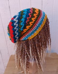 Bohemian Crochet Beanie Hat One Size, Multicolor Hand-knitted Bohemian Crochet Hat, Bohemian Beanie For Festivals, Bohemian Beanie One Size, Bohemian Crochet Beanie Hat, Colorful Bohemian Crochet Hat, One-size Bohemian Beanie, Bohemian Multicolor Crochet Hat For Winter, Bohemian Beanie One Size Fits All