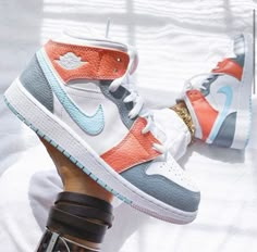 Baby Blue Swoosh Custom Air Jordan 1 Mids-shecustomize Custom Air Jordan 1, Dr Shoes, Nike Shoes Girls, Preppy Shoes, Jordan Shoes Girls, All Nike Shoes, Nike Air Shoes, Cute Nike Shoes, Cute Sneakers