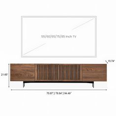 the sideboard is shown with measurements for each item in front of it and on the wall