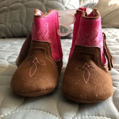 9-12 Month Baby Pink Fringe Cowgirl Boots New With Tags These Are So Cute! Velcro Sides For Easy Slip On. I Got A Few Pair Of These When My Daughter Was Born. This Pair Was Never Worn. Size 9 To 12 Months 5 Inches Long Cute Pink Booties With Soft Sole, Pink Round Toe Booties For Fall, Casual Pink Booties For Fall, Casual Pink Fall Booties, Cute Pink Round Toe Booties, Pink Booties For Playtime In Spring, Pink Round Toe Booties For Winter, Cute Pink Boots For Fall, Cute Round Toe Boots For Playtime