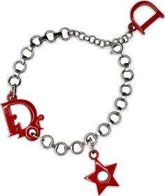 Luxury Red Metal Bracelets, Luxury Red Metal Bracelet, Designer Red Bracelet Jewelry, Red Metal Chain Bracelet, Acrylic Logo, Star Charm Bracelet, Logo Star, Dior Logo, Ormond Beach