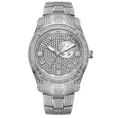 JBW Jet Setter GMT J6370B | Men's Stainless Steel Diamond Watch Silver Diamond Watch With Subdials And Cubic Zirconia, Luxury Stainless Steel Diamond Watch For Anniversary, Silver Watch With Cubic Zirconia And Subdials, Silver Cubic Zirconia Watch With Subdials, Modern Diamond Watches With Round Face, Modern Diamond Watches With Round Shape, Luxury White Gold Diamond Watch, Modern Round Diamond Watch, Silver Stainless Steel Diamond Watch With Diamond Accents