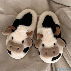 OrcaJump - Cotton Cozy Cow Slippers - Adorable Design - Luxuriously Soft Plush Material Cow Slippers, Soft Plush, Cow, Slippers, Design