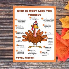 Printable Thanksgiving Game,family Thanksgiving Game Dinner Table Game Office Party Game Thanksgiving Group Game Who is Most Like the Turkey - Etsy