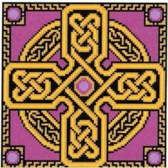 a cross that is in the middle of a square shape with an intricate design on it