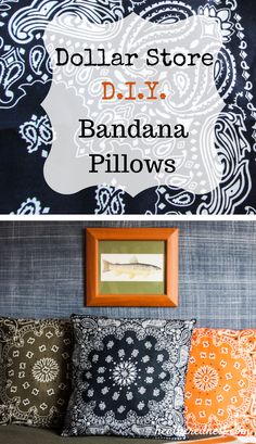 the dollar store diy bandana pillows are on sale for $ 3 99 each