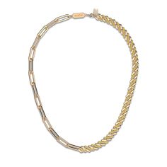 Design: Embracing the essence of inclusiveness and uniqueness, Pascal Fusion Series exudes finess. This necklace combines a link chain with a curb chain, available in yellow gold vermeil and white gold vermeil. | Gold Color: 18K Gold Vermeil (Not to be confused with regular gold plating, our vermeil is a thick layer of 18k solid gold on sterling silver meaning it will last longer. You get the look & feel of gold jewelry at a fraction of the price) Silver Color: Sterling Silver (925 Sterling Silv White Gold Necklace With Link Chain, Elegant Gold Cuban Link Necklace With Cable Chain, Fine Jewelry Yellow Gold Chain Link Necklace, Yellow Gold Necklaces With Oval Link Box Chain, Yellow Gold Necklace With Oval Link Box Chain, Yellow Gold Cuban Link Necklace With Cable Chain, Fine Jewelry Figaro Chain Link Necklace, Gold-tone Link Necklace With Curb Chain, Gold-tone Curb Chain Link Necklace