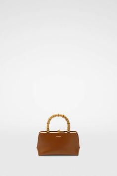 BAGS WOMAN | Jil Sander Official Online Store Mini Leather Bag, Natural Cherry Wood, Bamboo Handles, Goji Berries, Mini Handbags, Logo Color, Jil Sander, Direct Sales, Winter Collection