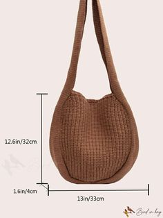 BirdinBag - Chic Crochet Beach Bag: Sleek and Stylish Womens Hobo Bag Casual Solid Hobo Bag Shaped As A Satchel, Casual Solid Hobo Satchel Bag, Casual Solid Color Satchel Hobo Bag, Trendy Knitted Travel Bags, Casual Bucket Hobo Bag With Handles, Casual Bucket Satchel, Casual Beige Pouch Hobo Bag, Casual Pouch Hobo Bag For Everyday Use, Casual Pouch Hobo Bag For Daily Use