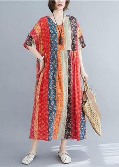 Natural Colorblock Print O-neck Summer Maxi Dresses Half Sleeve Summer Bohemian Color Block Dresses, Bohemian Color Block Summer Dress, Casual Red Patchwork Dress, Casual Color Block Summer Dresses, Casual Short Sleeve Color Block Dress, Orange Patchwork V-neck Dress, Bohemian Multicolor Color Block Dress, Casual Multicolor Patchwork Dress, Casual V-neck Color Block Dress