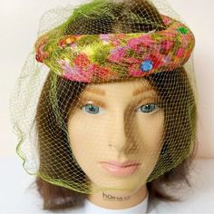 Vintage | Accessories | Vintage Fascinator Hat Mid Century Netted Hat With Tag | Poshmark Hat Images, Fascinator Hat, Pretty Fabric, Vintage Orange, Fascinator Hats, Accessories Vintage, Vintage Accessories, Green And Orange, Fascinator