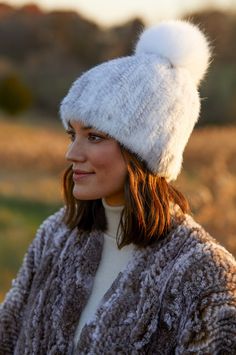 Cozy, soft, and stretchy, our knitted mink fur hat adds a premium finish to outdoor activities with textures you'll love to touch. This warm, comfy beanie is topped with a fluffy fox fur pom, for a hat you'll wear every day, everywhere. Dyed Mink Fur Sections. Casual Faux Fur Beanie Hat, Casual Faux Fur Beanie, Casual Faux Fur Winter Hat, Faux Fur Beanie Hats For Fall, Faux Fur Beanie For Cold Weather, Faux Fur Beanie For Fall, Warm Faux Fur Beanie, Cold Weather Faux Fur Beanie, Fall Faux Fur Beanie Hat