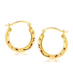 Buy LOVCIA Luxury Dazzling 14k Yellow Gold Textured Hoops with Snap Lock Closure Polished Style, Snap Lock, Lock Style, Gold Polish, Earrings Collection, Gold Texture, Gold Hoop, Gold Hoop Earrings, Diamond Earrings Studs