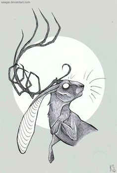 a drawing of a mouse with a piece of wire attached to it's head