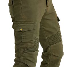 Motorcycle Racing Denim LB1 Pants With Hip Knee Protective Pads - Army Green is a perfect slim-fit cargo pants. The stretchable polyester and cotton fabrics used in the pants mix into the perfect blend of utility and comfort.  CE Certified Knee Hip Protective Pads ⇨ The knee and hip pads are detachable and easy to moun Mode Cyberpunk, Motocross Pants, Slim Fit Cargo Pants, Rodeo Boots, Cargo Pants Style, Cyberpunk Clothes, Hip Pads, Moto Jeans, Motorcycle Racing