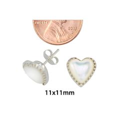 Sterling Silver Mother of Pearl Gemstone Earrings Heart-Shaped Studs 11mm - Jewelryland.com Pearl Gemstone, Gemstone Earrings, Mother Of Pearl, Heart Shapes, Love This, Stud Earrings, Gemstones, Sterling Silver, Stone